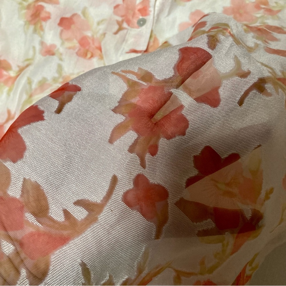 Notations Petite Floral Linen Blend Button-Up Blouse PL - Picture 9 of 10